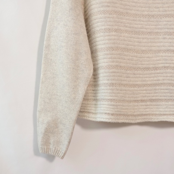 Prana Wool Blend Boatneck Sweater Button Shoulder Oatmeal Phono SIZE M - Picture 6 of 13